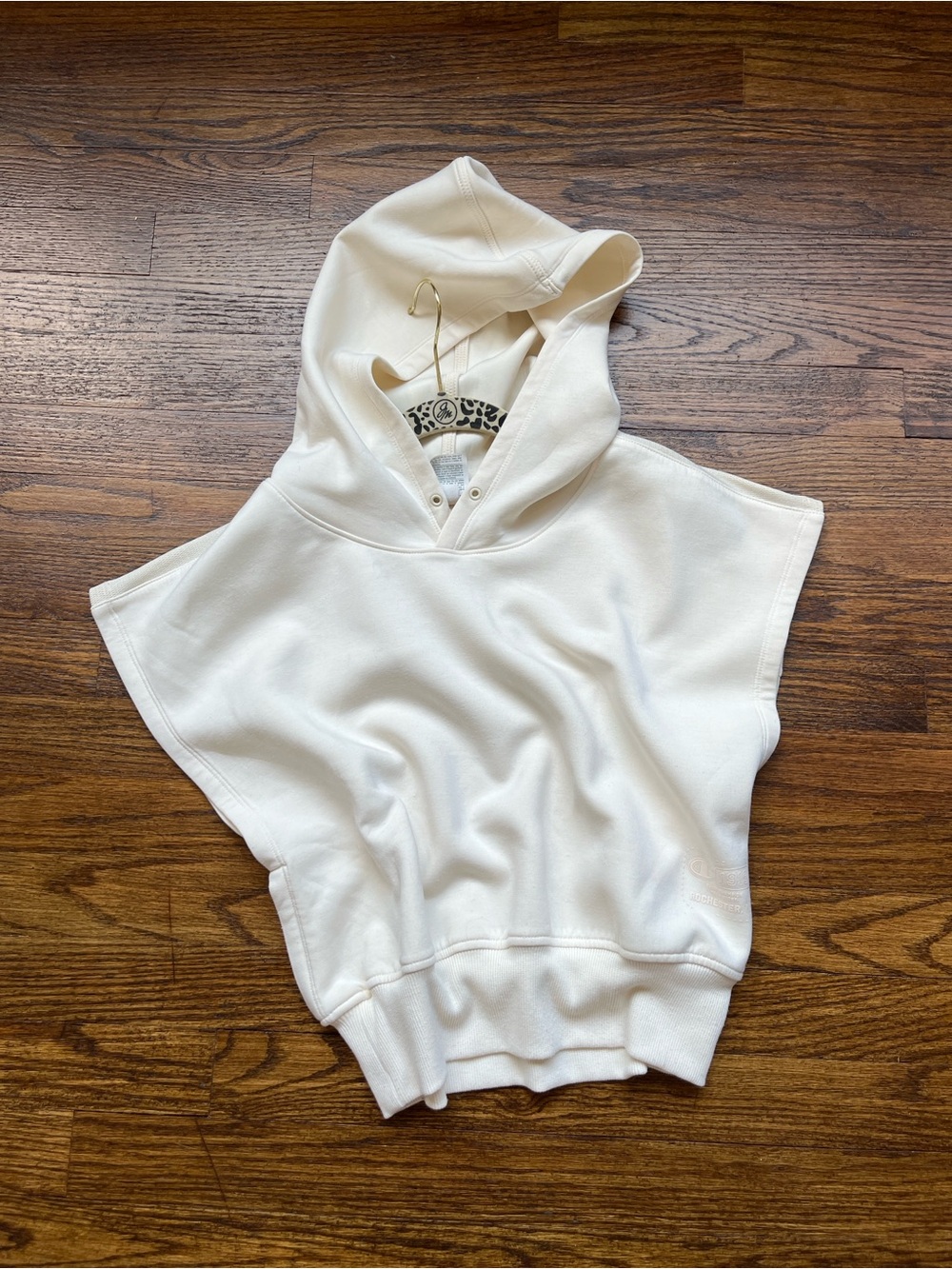 Champion Cream Hooded Short-Sleeve Sweatshirt XS